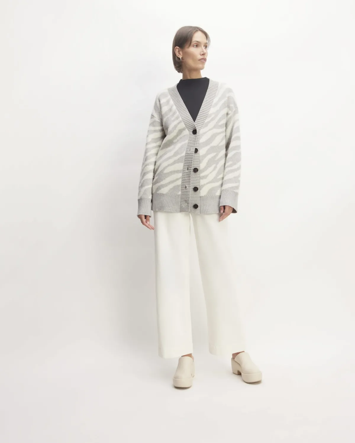 Everlane Sweaters|Cardigans*The Alpaca Tiger Jacquard Cardigan Heathered Grey / Snow