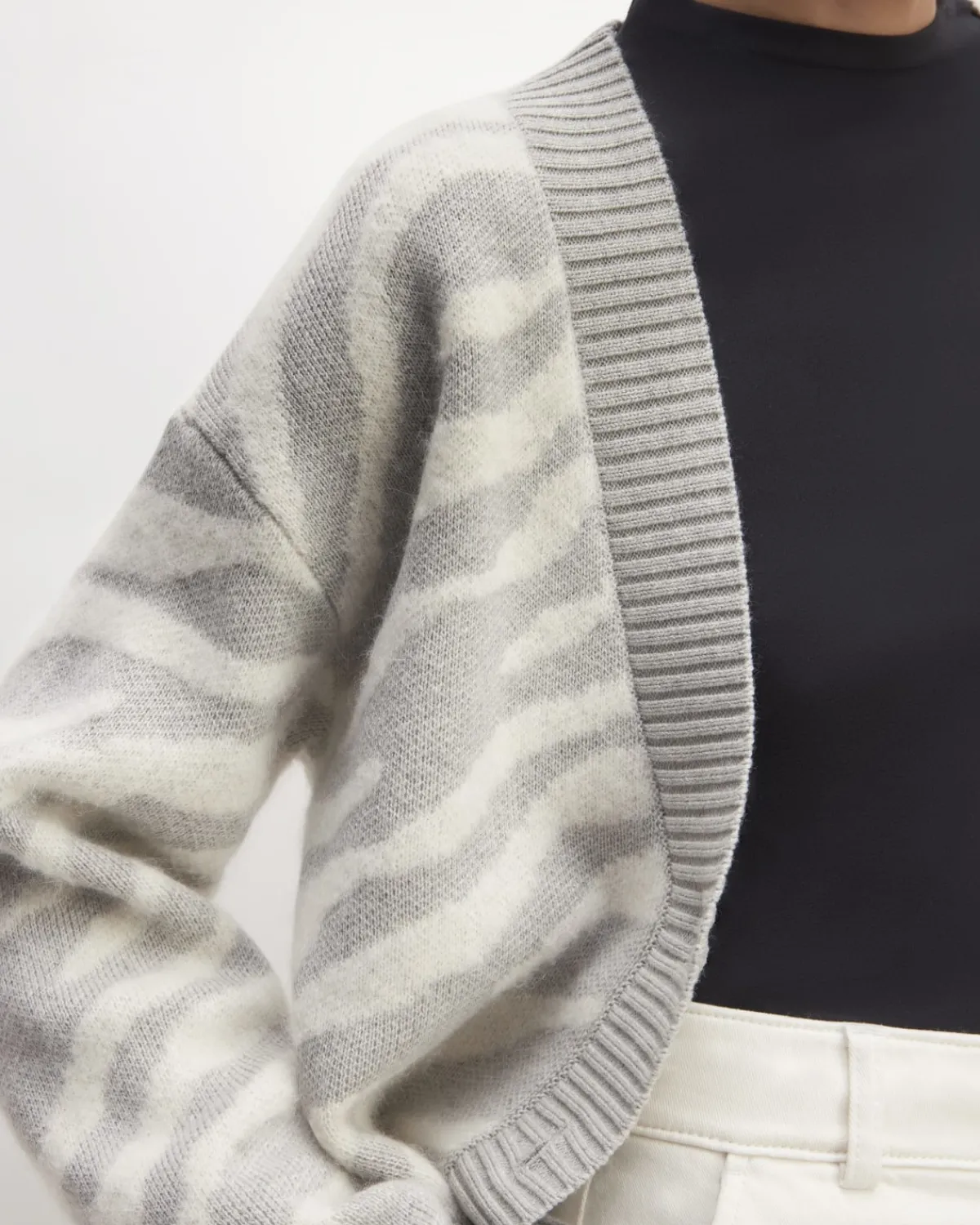 Everlane Sweaters|Cardigans*The Alpaca Tiger Jacquard Cardigan Heathered Grey / Snow