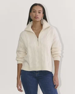 Everlane Sweaters*The Cable Half-Zip in Luxe Merino Bone