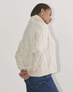 Everlane Sweaters*The Cable Half-Zip in Luxe Merino Bone