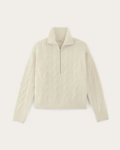 Everlane Sweaters*The Cable Half-Zip in Luxe Merino Bone
