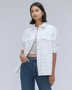 Everlane Tops*The Classic Cotton Flannel Shirt Canvas Tan Plaid