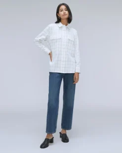 Everlane Tops*The Classic Cotton Flannel Shirt Canvas Tan Plaid
