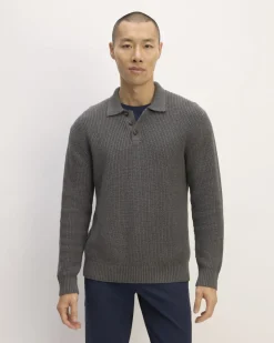 Everlane Sweaters|Turtleneck Sweaters*The Cotton Chunky Rib Polo Heathered Charcoal