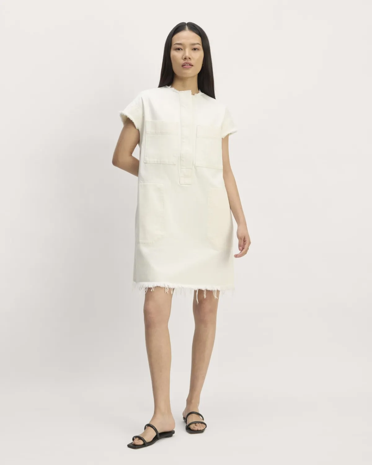 Everlane Dresses*The Denim Workwear Shirtdress Frayed Hem Bone