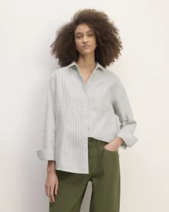 Everlane Tops*The x Marques' Almeida Patchwork Relaxed Shirt Grey Stripe Patchwork