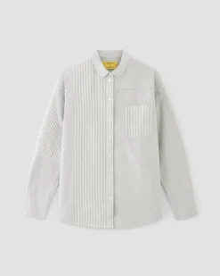 Everlane Tops*The x Marques' Almeida Patchwork Relaxed Shirt Grey Stripe Patchwork