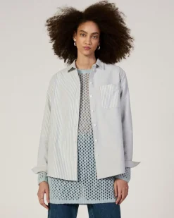 Everlane Tops*The x Marques' Almeida Patchwork Relaxed Shirt Grey Stripe Patchwork