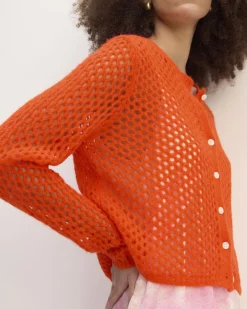 Everlane Sweaters|Crew Sweaters*The x Marques' Almeida Alpaca Mesh Cardigan Red Orange