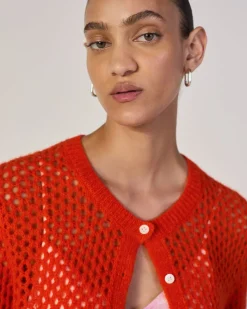 Everlane Sweaters|Crew Sweaters*The x Marques' Almeida Alpaca Mesh Cardigan Red Orange