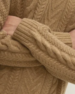 Everlane Sweaters|Turtleneck Sweaters*The Felted Merino Cable-Knit Crew Oat Melange