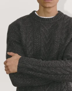 Everlane Sweaters|Turtleneck Sweaters*The Felted Merino Cable-Knit Crew Oat Melange