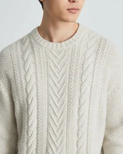 Everlane Sweaters|Turtleneck Sweaters*The Felted Merino Cable-Knit Crew Oat Melange