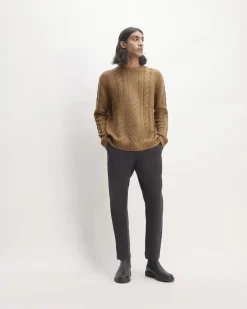 Everlane Sweaters|Turtleneck Sweaters*The Felted Merino Cable-Knit Crew Oat Melange