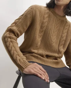 Everlane Sweaters|Turtleneck Sweaters*The Felted Merino Cable-Knit Crew Oat Melange