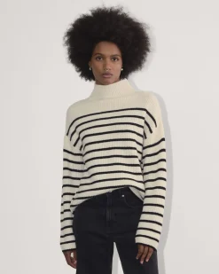 Everlane Sweaters|Turtleneck Sweaters*The Fisherman Turtleneck in Wool Cashmere Bone / Black