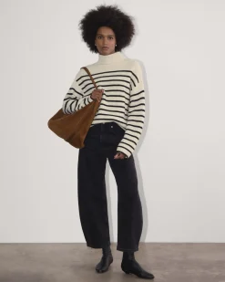 Everlane Sweaters|Turtleneck Sweaters*The Fisherman Turtleneck in Wool Cashmere Bone / Black