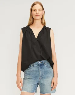 Everlane Tops*The Gathered Tie-Front Top Black
