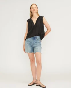 Everlane Tops*The Gathered Tie-Front Top Black