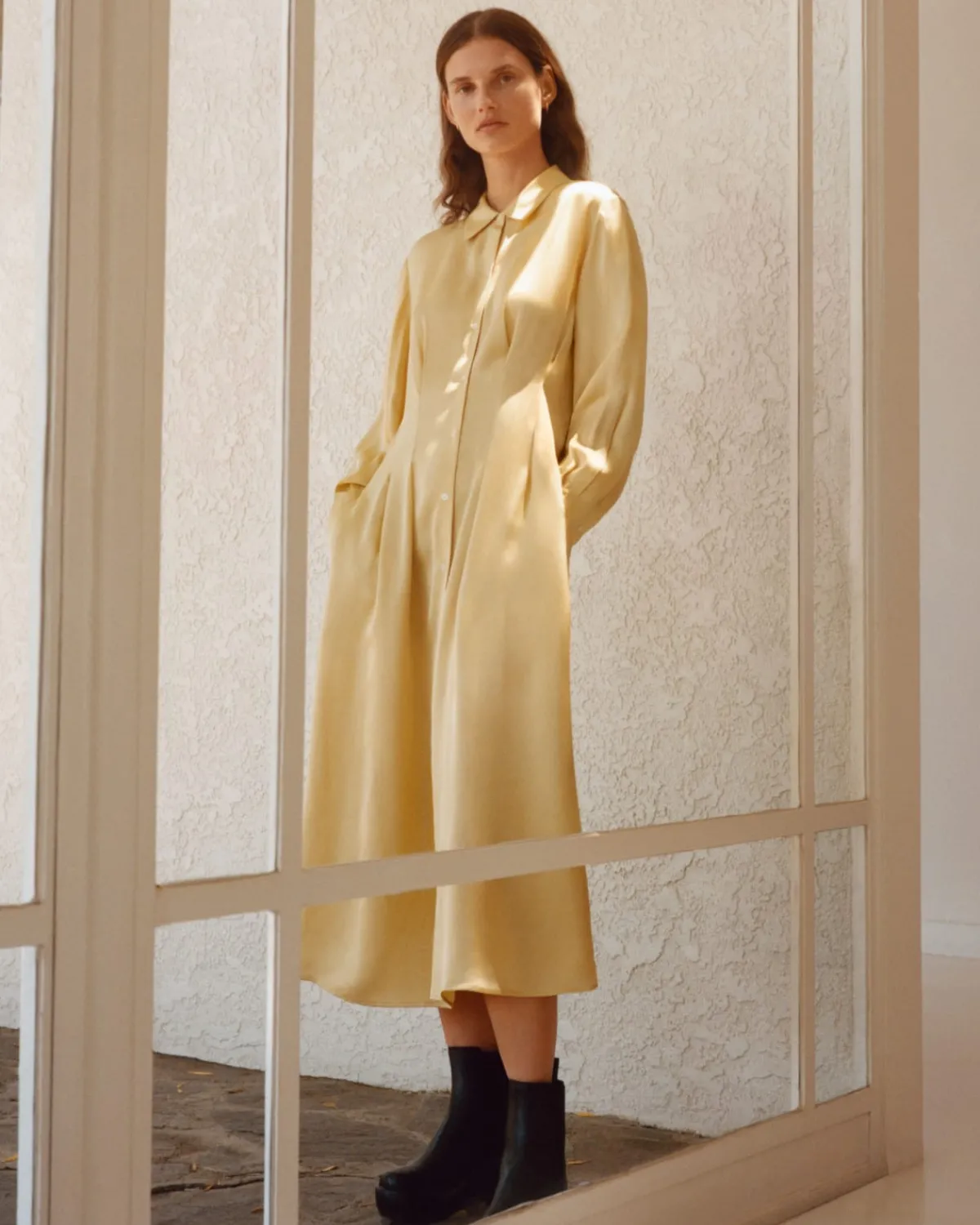 Everlane Dresses*The Hammered Satin Shirt Dress