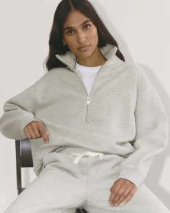 Everlane Loungewear|Tees*The Laid-Back Half-Zip Sweatshirt Heathered Grey / Olive