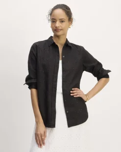 Everlane Tops*The Linen Eyelet Relaxed Shirt Black Eyelet