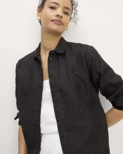 Everlane Tops*The Linen Eyelet Relaxed Shirt Black Eyelet