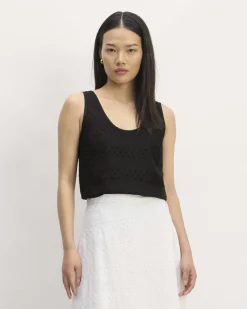 Everlane Tops*The Linen Eyelet Scoop-Neck Tank Black Eyelet