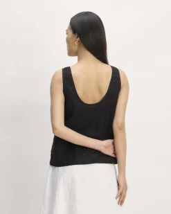 Everlane Tops*The Linen Eyelet Scoop-Neck Tank Black Eyelet