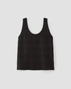 Everlane Tops*The Linen Eyelet Scoop-Neck Tank Black Eyelet