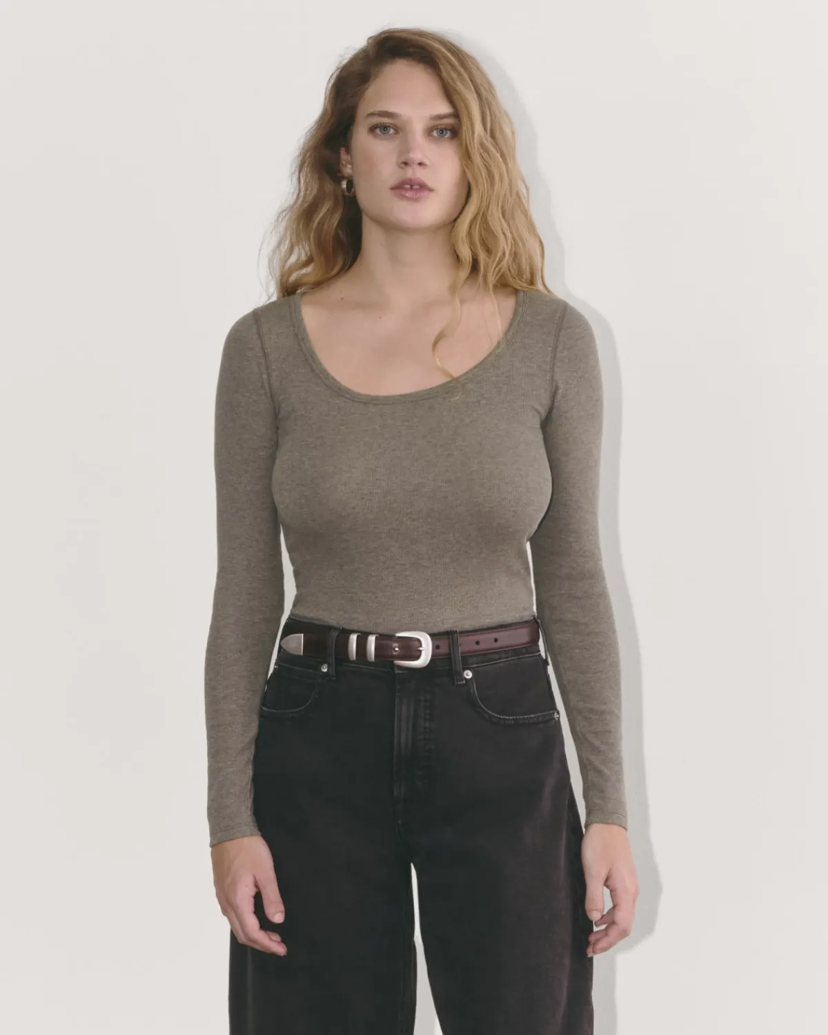 Everlane Tees|Long Sleeve Tees*The Luxe Rib Long-Sleeve Scoop-Neck Tee