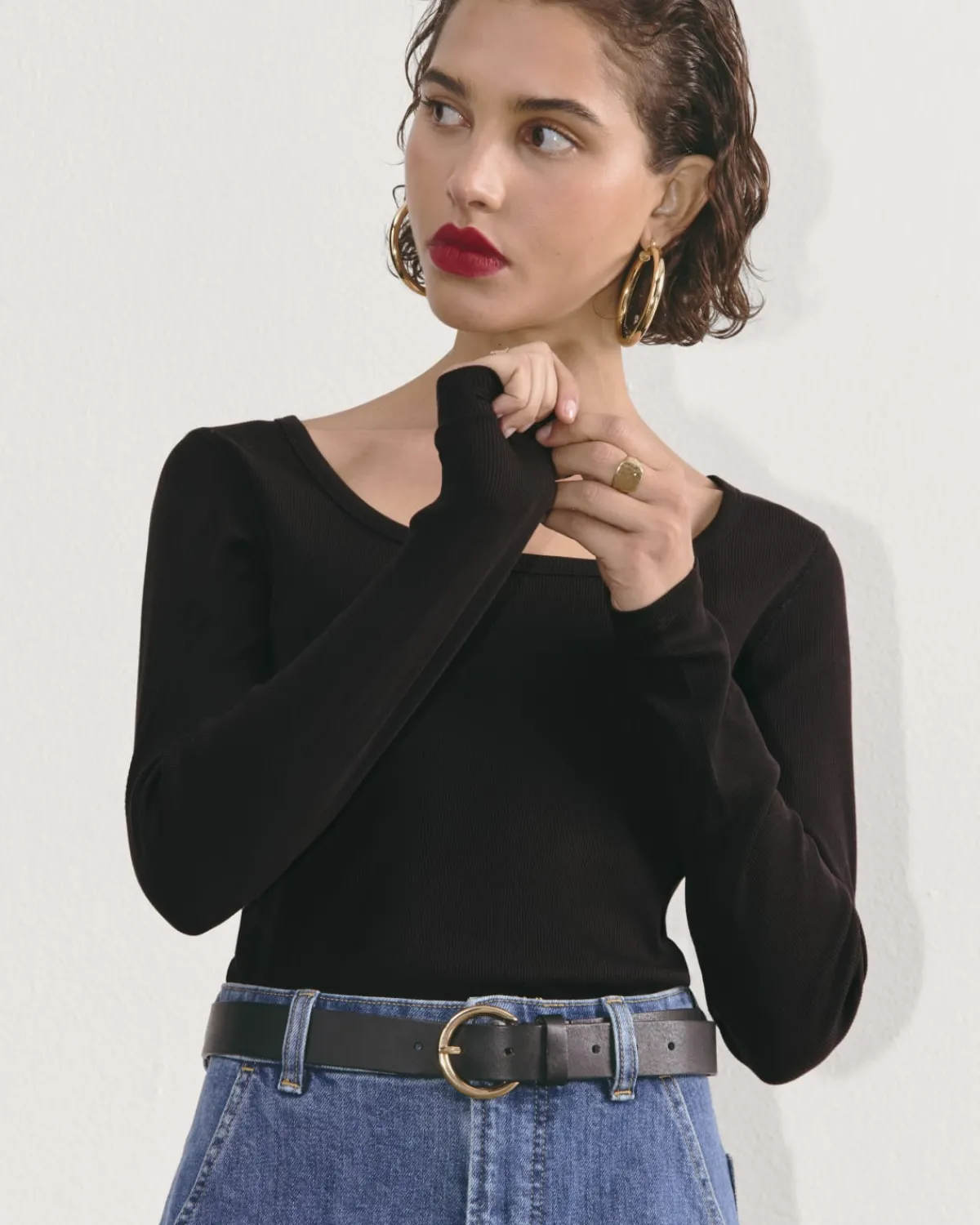 Everlane Tees|Long Sleeve Tees*The Luxe Rib Long-Sleeve Scoop-Neck Tee