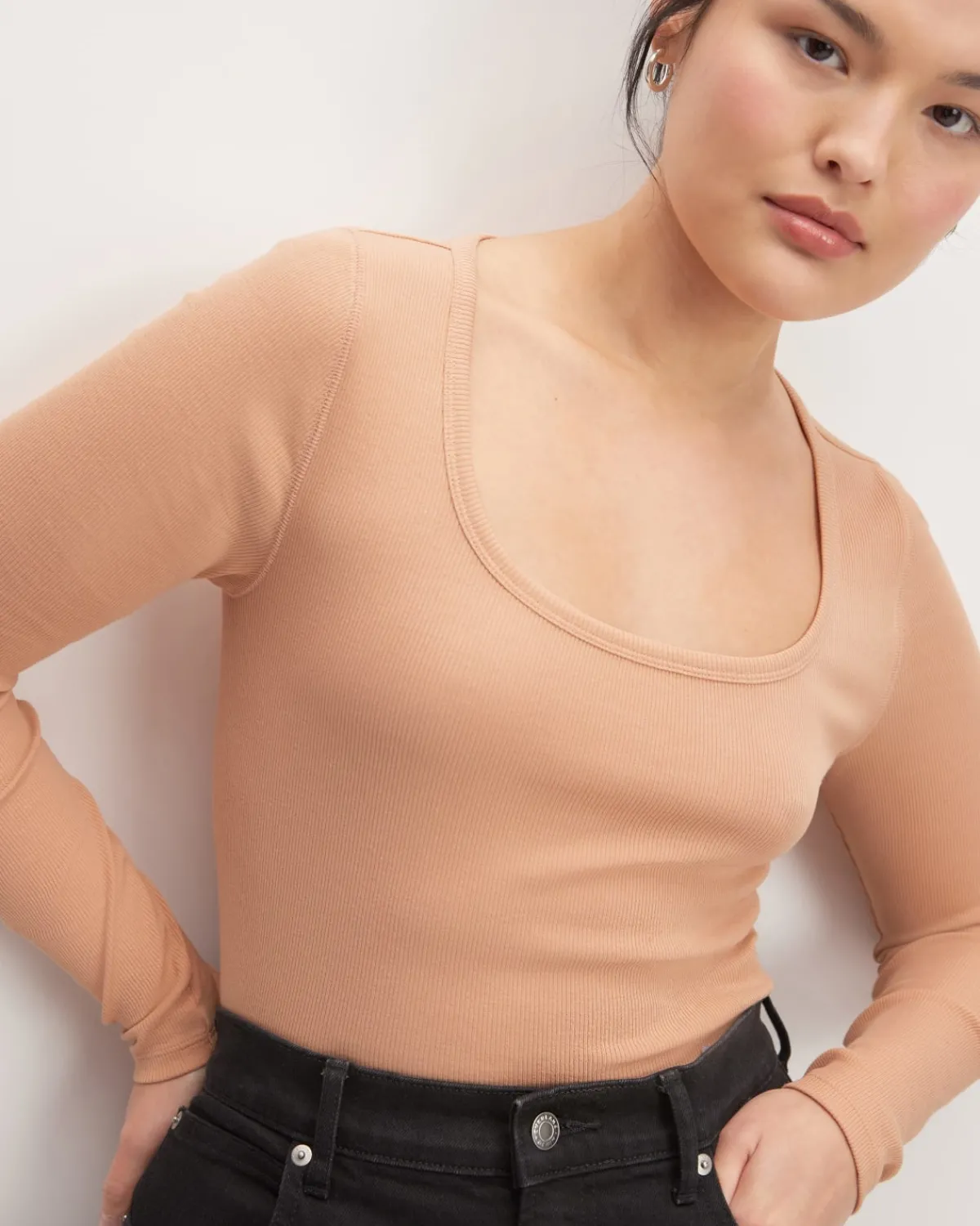 Everlane Tees|Long Sleeve Tees*The Luxe Rib Long-Sleeve Scoop-Neck Tee