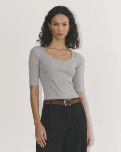 Everlane Tees|Short Sleeve Tees*The Luxe Rib Scoop-Neck Tee