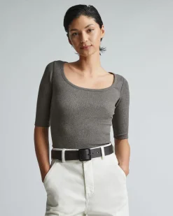 Everlane Tees|Short Sleeve Tees*The Luxe Rib Scoop-Neck Tee