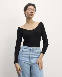 Everlane Sweaters*The Off-Shoulder Top in Ultrasoft Merino Black