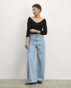 Everlane Sweaters*The Off-Shoulder Top in Ultrasoft Merino Black