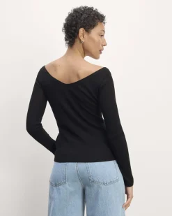 Everlane Sweaters*The Off-Shoulder Top in Ultrasoft Merino Black