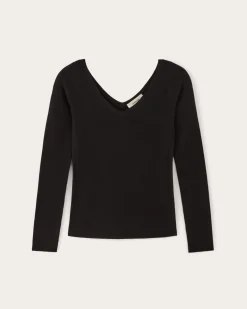 Everlane Sweaters*The Off-Shoulder Top in Ultrasoft Merino Black