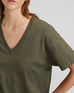 Everlane Tees|Short Sleeve Tees*The Organic Cotton Slouchy V-Neck Kalamata
