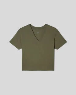 Everlane Tees|Short Sleeve Tees*The Organic Cotton Slouchy V-Neck Kalamata