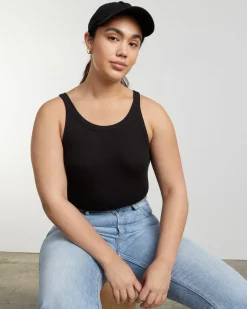 Everlane Tees*The Pima Micro-Rib Short Tank Black
