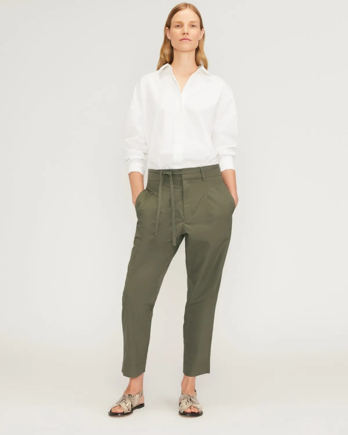 Everlane Pants|Pull-On Pants*The Poplin Pleated Taper Pant Kalamata