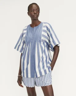 Everlane Tops*The Poplin Tunic Mazarine Blue / Bone
