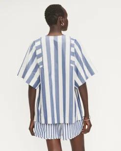 Everlane Tops*The Poplin Tunic Mazarine Blue / Bone
