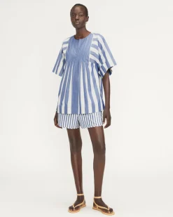 Everlane Tops*The Poplin Tunic Mazarine Blue / Bone