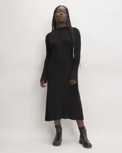 Everlane Dresses*The Ribbed Mock Neck Midi Dress Black