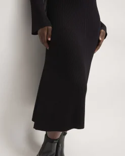 Everlane Dresses*The Ribbed Mock Neck Midi Dress Black