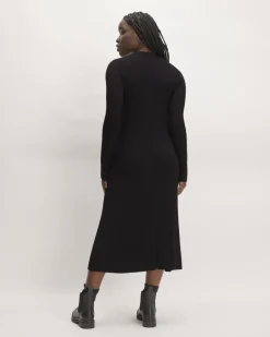 Everlane Dresses*The Ribbed Mock Neck Midi Dress Black