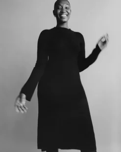 Everlane Dresses*The Ribbed Mock Neck Midi Dress Black